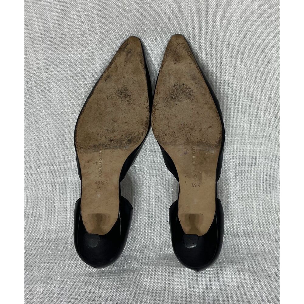 Manolo Blahnik Black Leather D'Orsay Pumps - Size 39.5 - Heel 2 - Picture 4 of 4